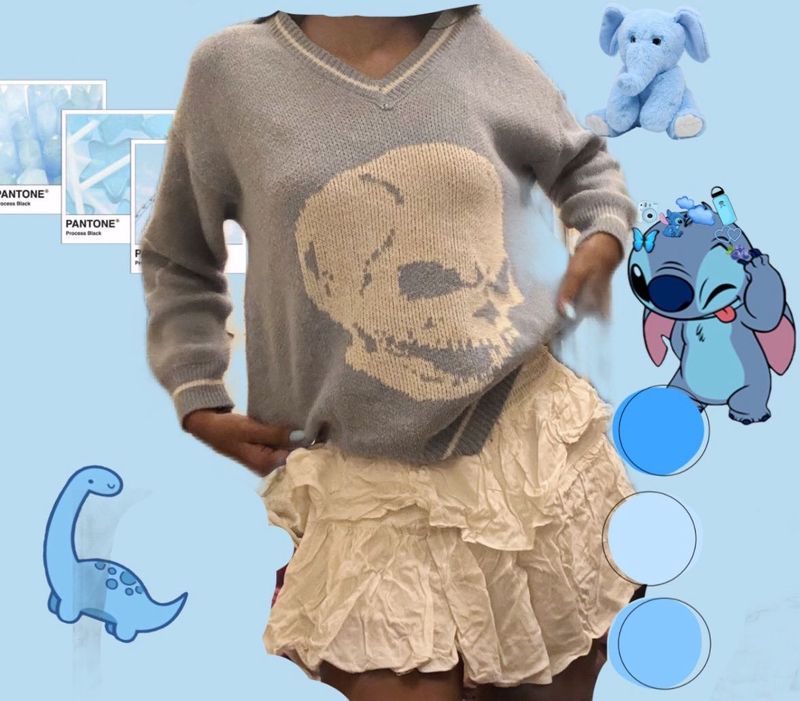 blue skull print sweatshirt