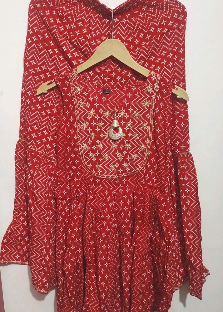 Red Sharara Suit With Dupatta For Girl 8-10 Year