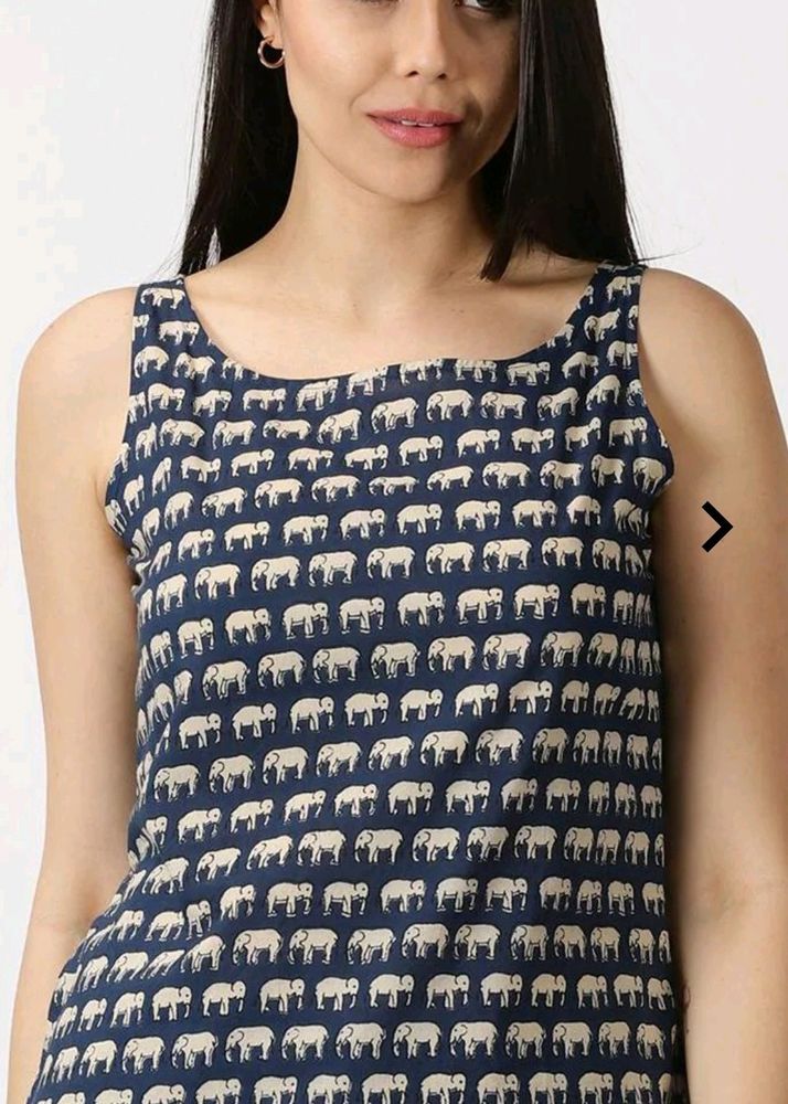 Elephant Ethnic Print Tie Top