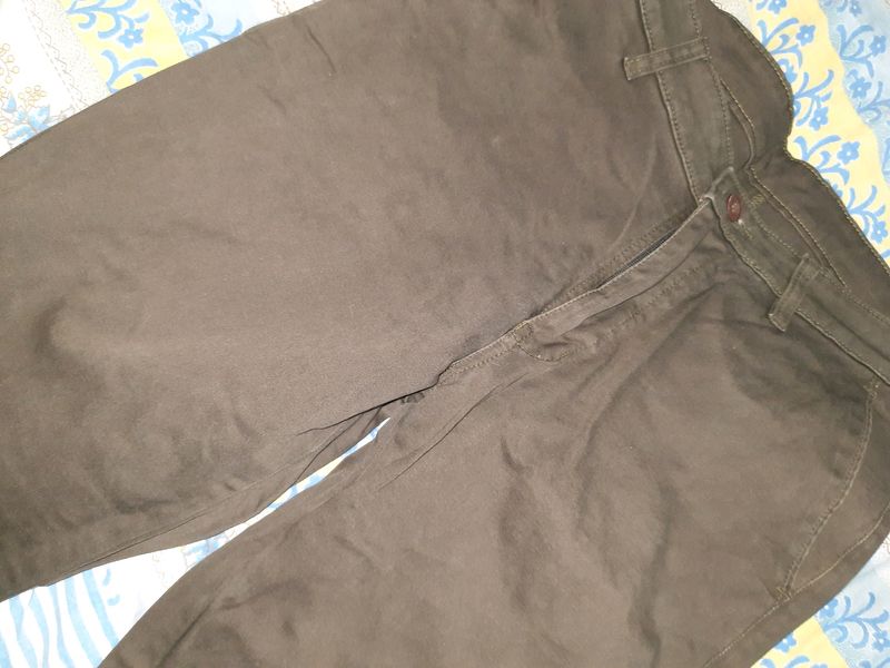 Men's Ankle Length Dark Brown trousers.