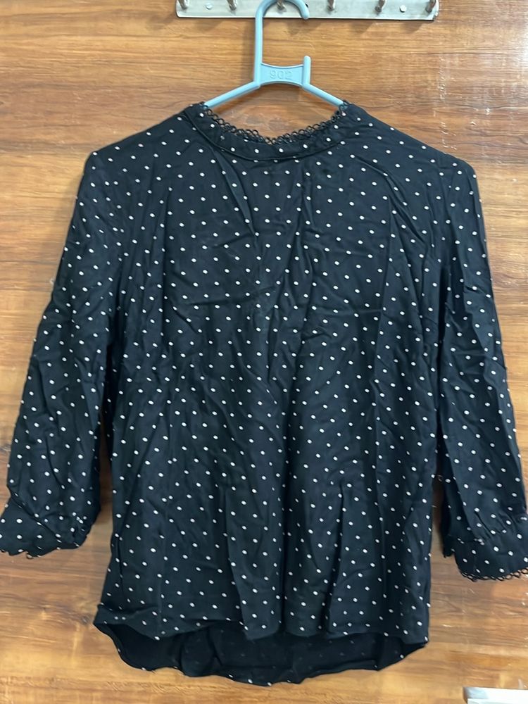 Kraus Black Polka Dot Top Formal Wear