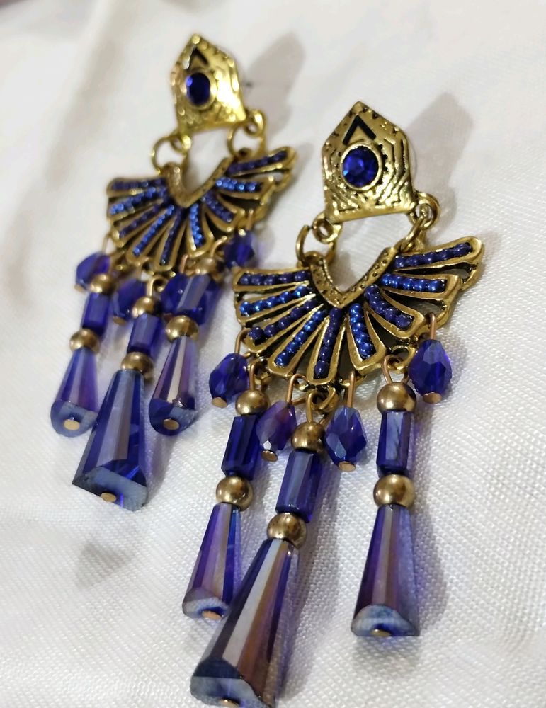 Golden And Blue Colour Earrings.