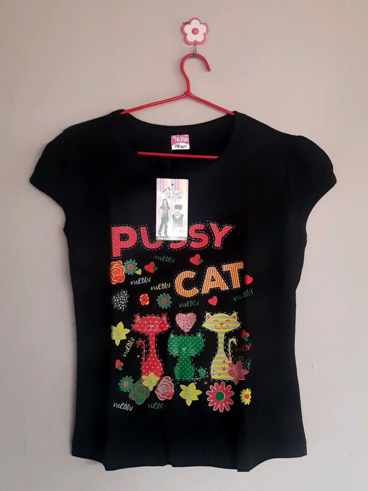 Cute Top With Tag For Girls(70)cm