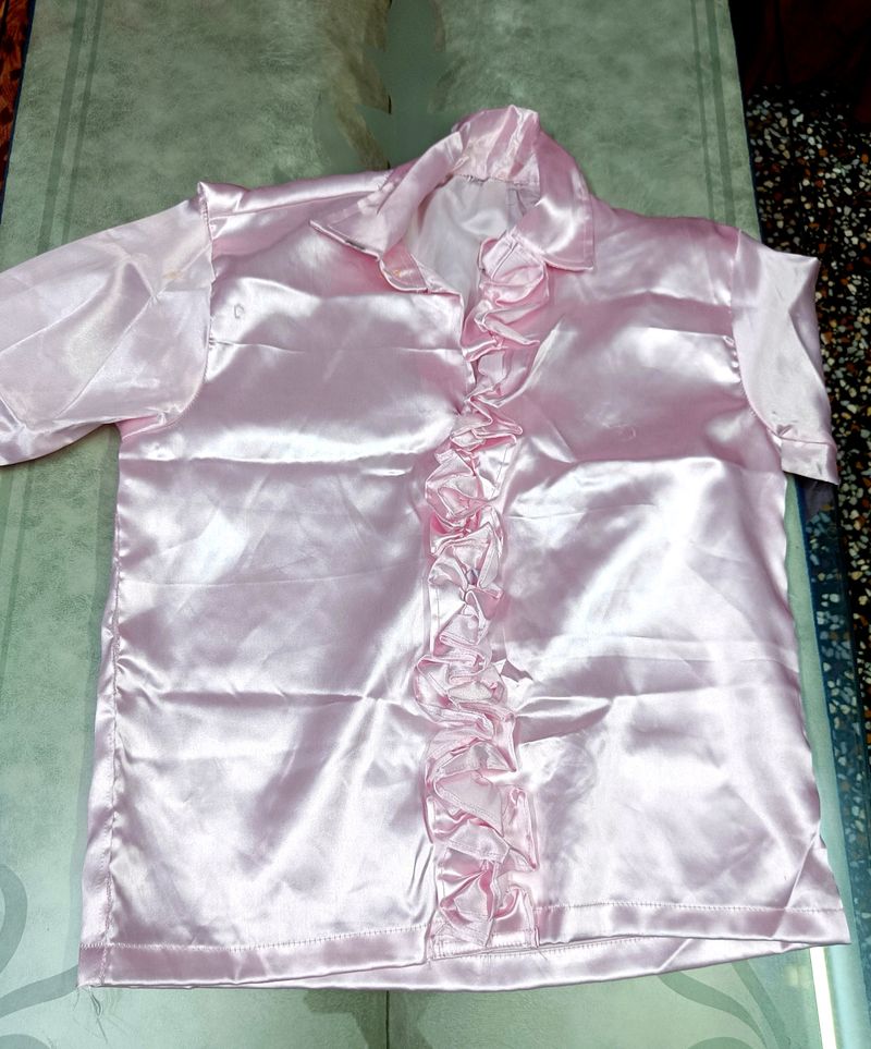 Baby Pink Satin Shirt