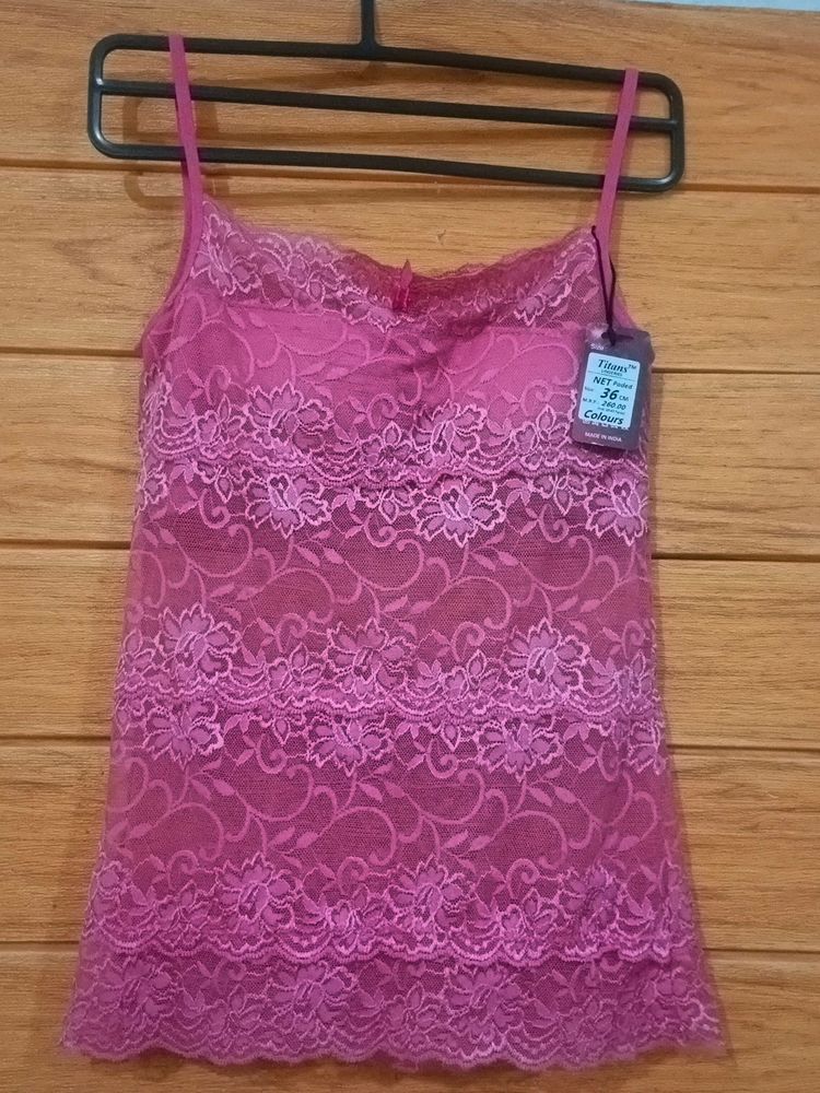 Lightly Padded Camisole In Net Fabric