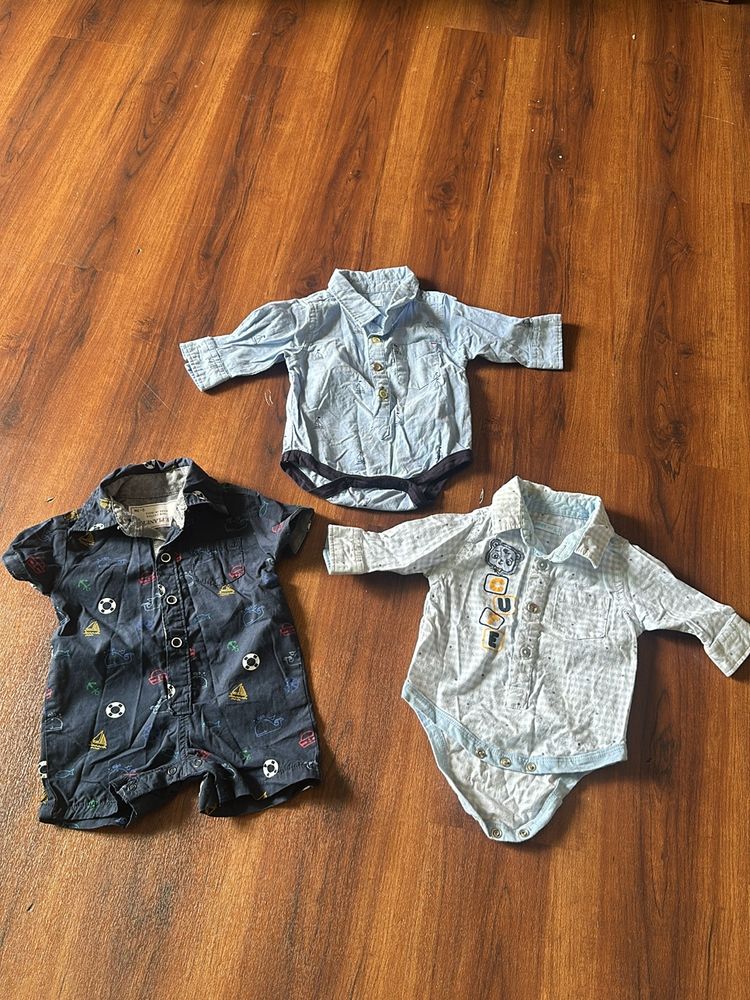 set of 3 outgoing rompers 0-3months