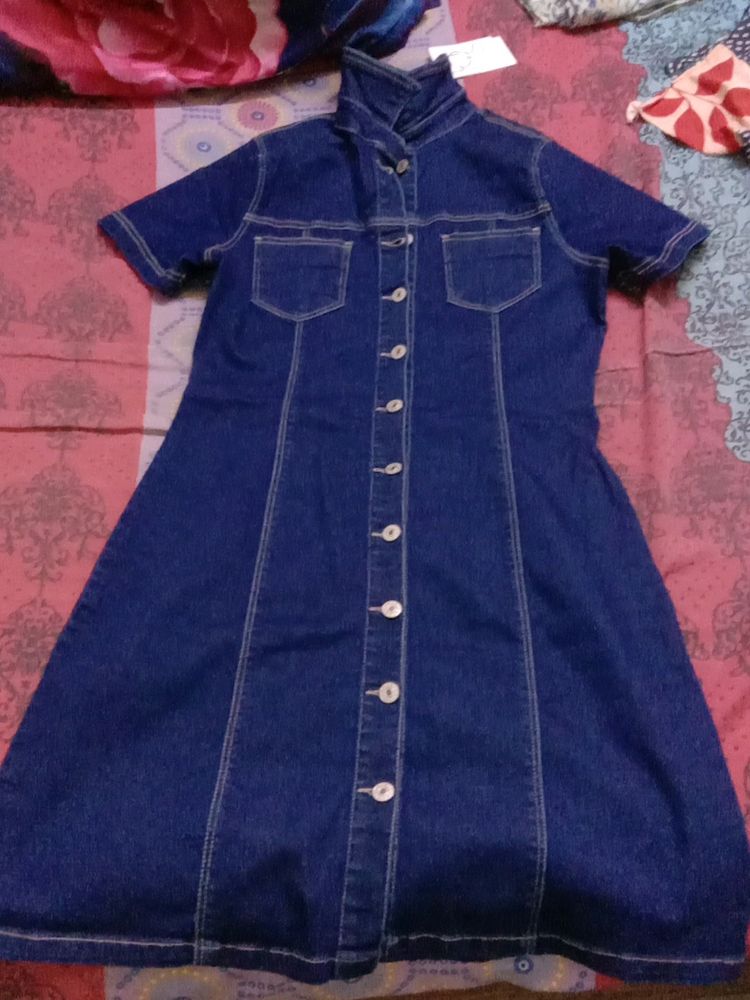 Blue denim dress, bust- 36 inches