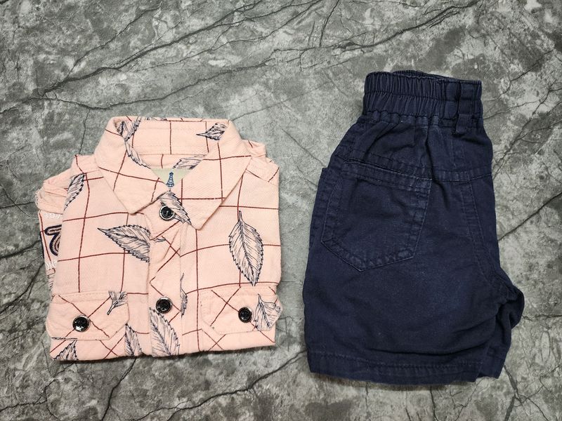 Shirt And Pant- Half/ Peach