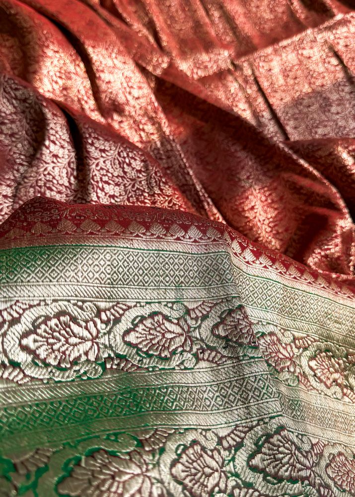 100% Pure Brocade Himroo Silk Saree