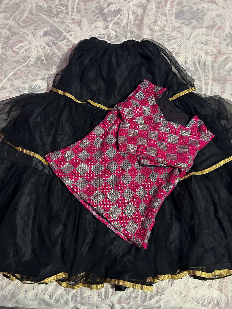 Black And Pink Lehenga