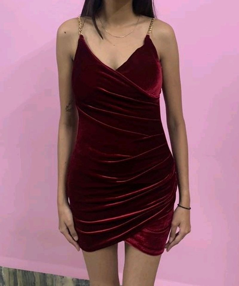 Maroon Velvet bodycon dress