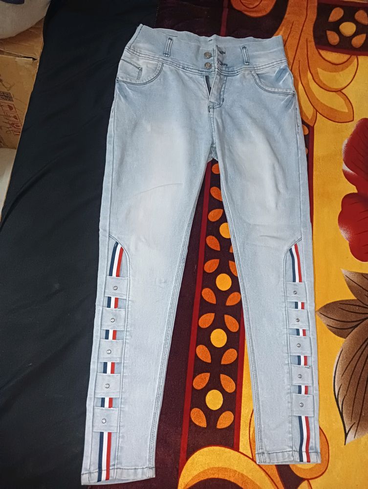 Blue Red Stripe Jeans