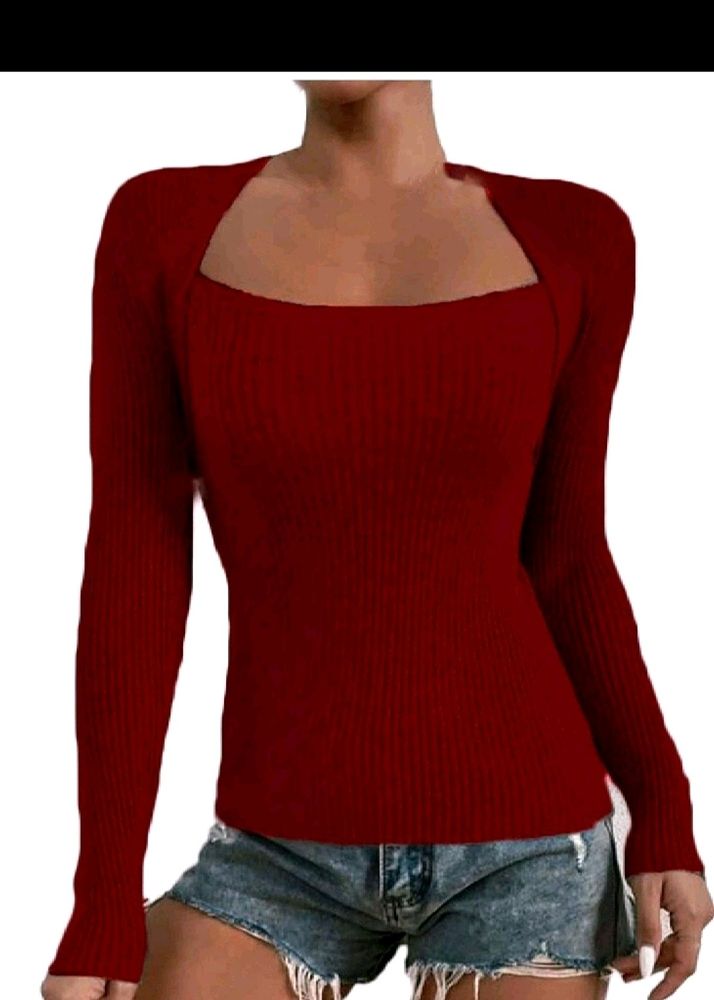 Woolen Square Neck Top