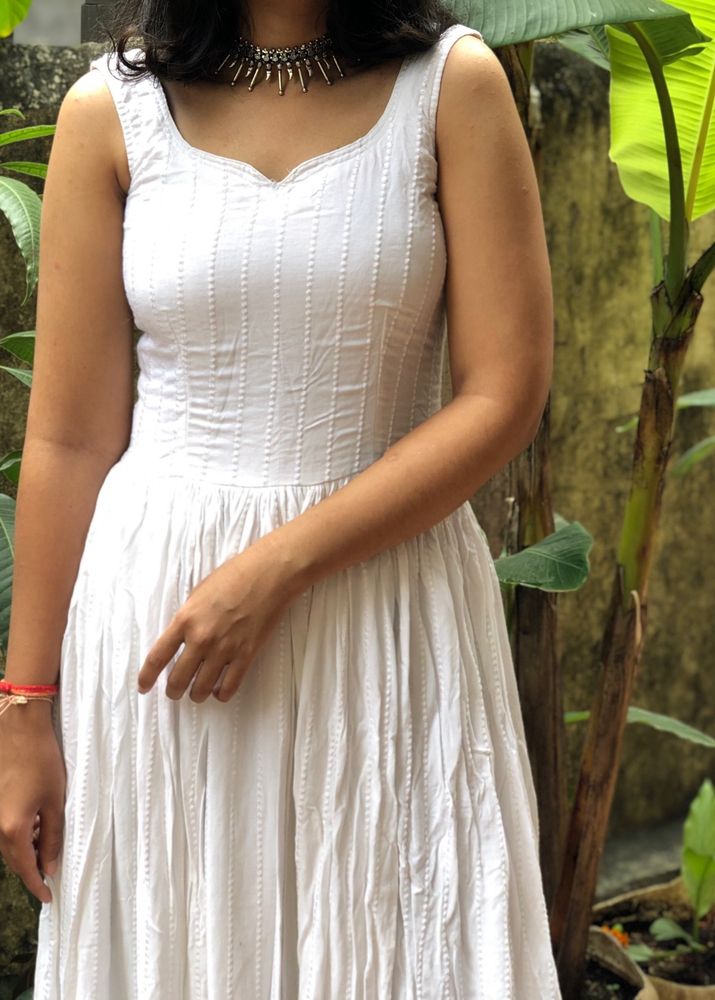 Chikankari White Gown