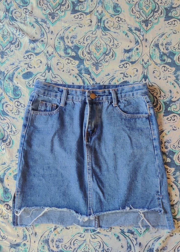 Low-high Mini Denim Skirt