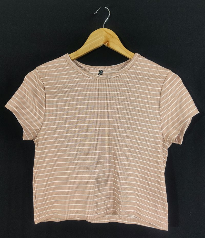 Tokyo Talkies Peach Striped Crop Top (Women)