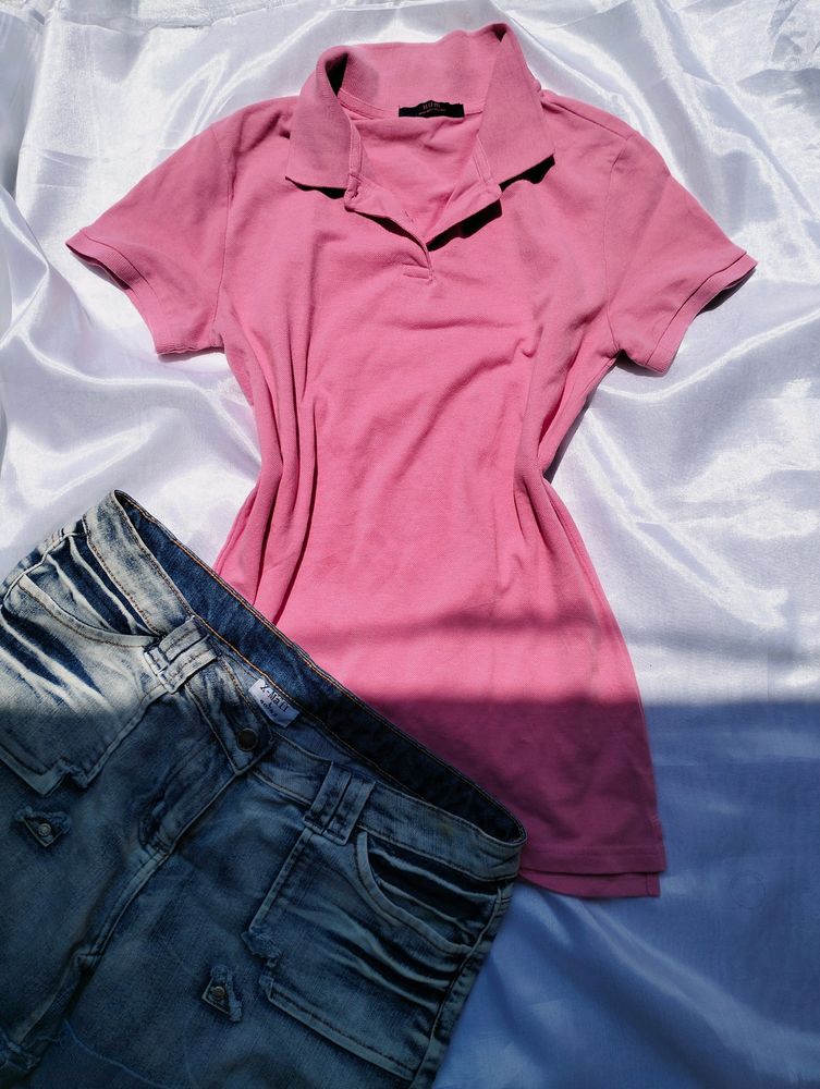 Pink Polo T Shirt For Women
