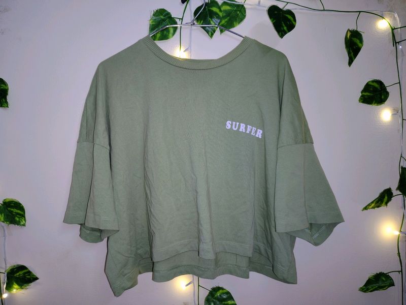 Sage Green Cropped Boxy Top