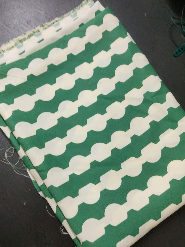 Green & White Dress Material