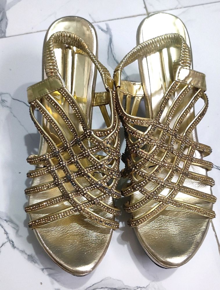 Wedget High Heel Golden Footwear