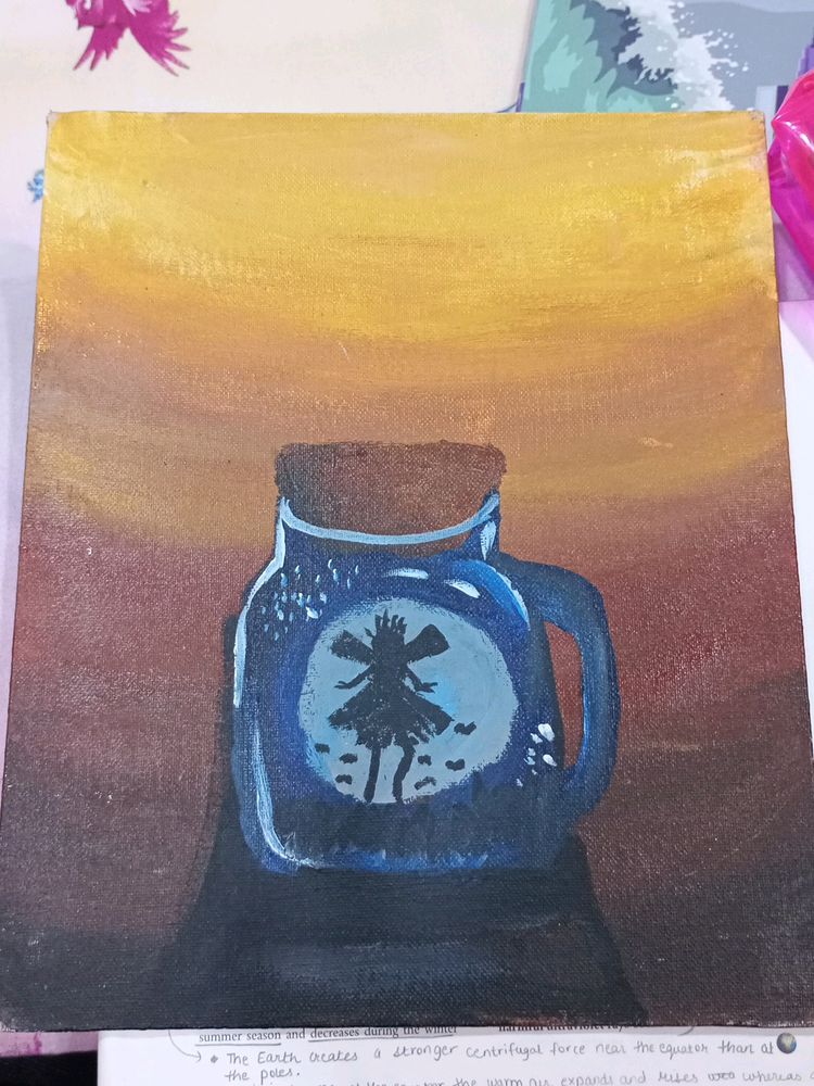 Canvas Painting With Shading Fairy In A Jar