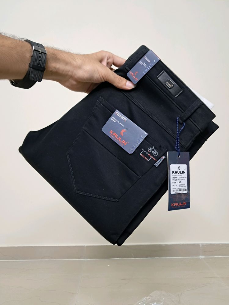 Kaulin 1027 Men's Double Cloth Knitted Black Pant