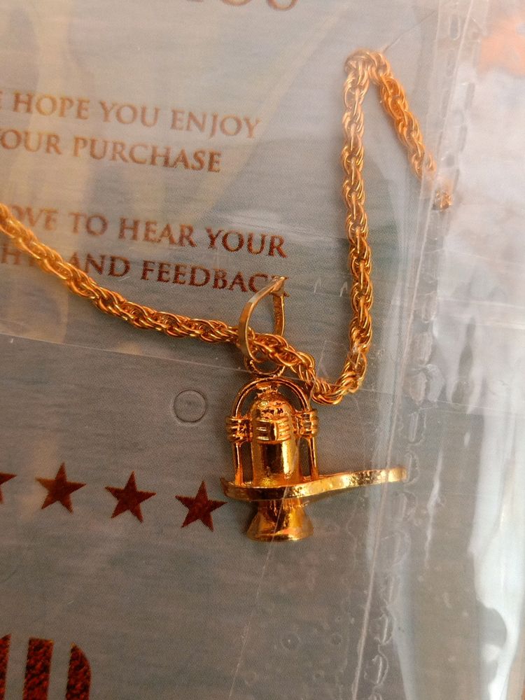 Shivling Gold Plated Pendant With Chain