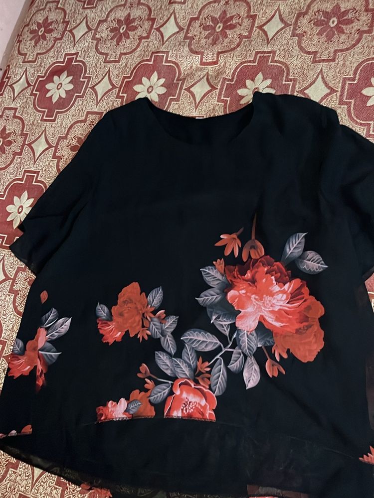 Black Floral Top