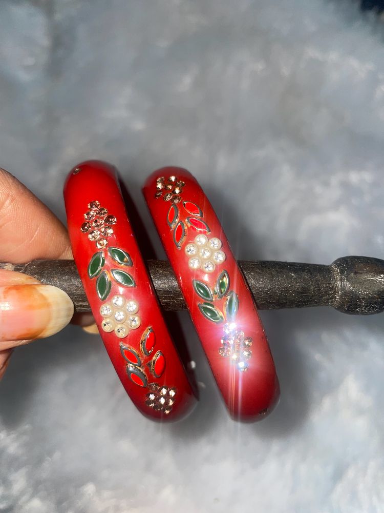 Antique Red Lehthi Rajasthani Bangles