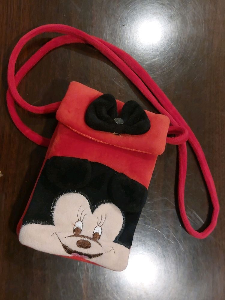 Beautiful Red Micky Character Sling Bag For Kids