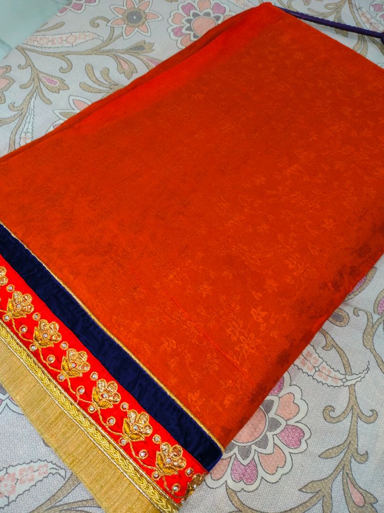 Orange Saree| Festive | With Blouse Piece