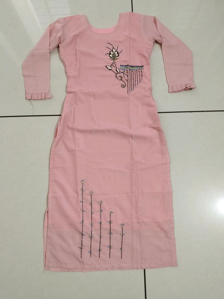 Baby Pink Handwork Kurti