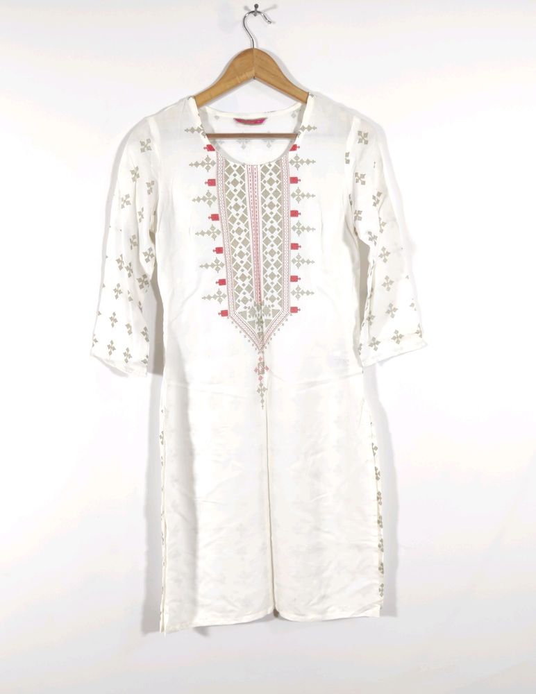 White Printed Casual Kurta (Women)