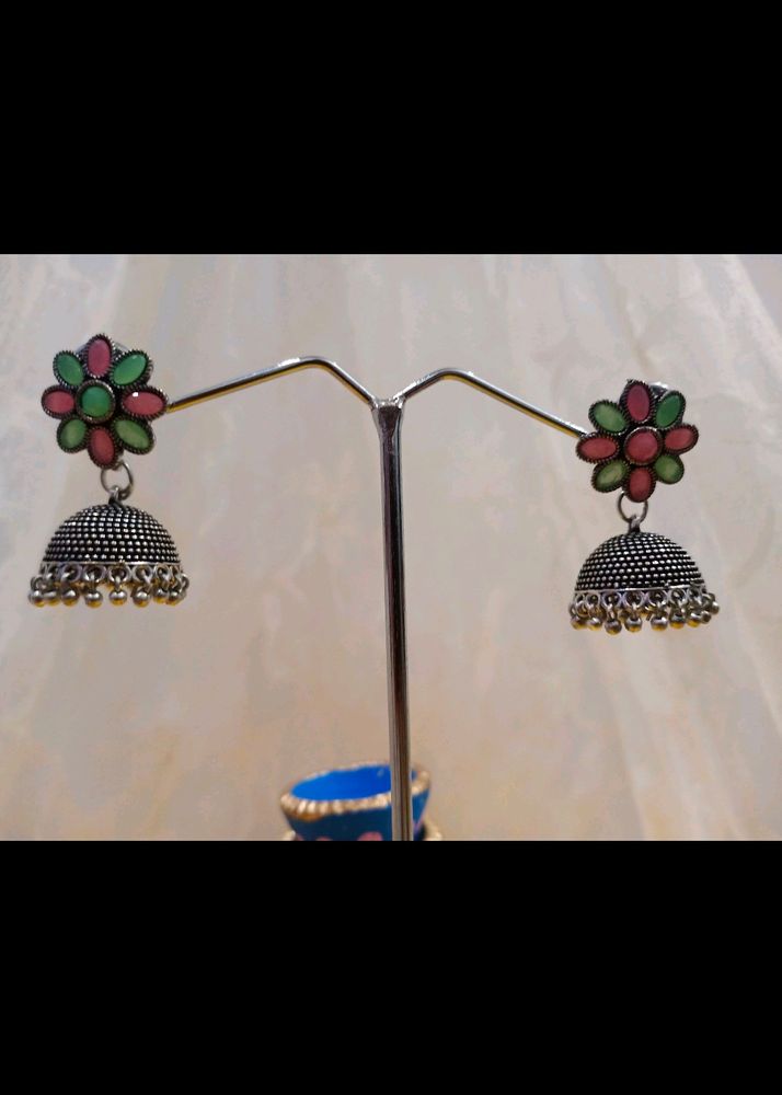 Oxidised Jhumka Earrings