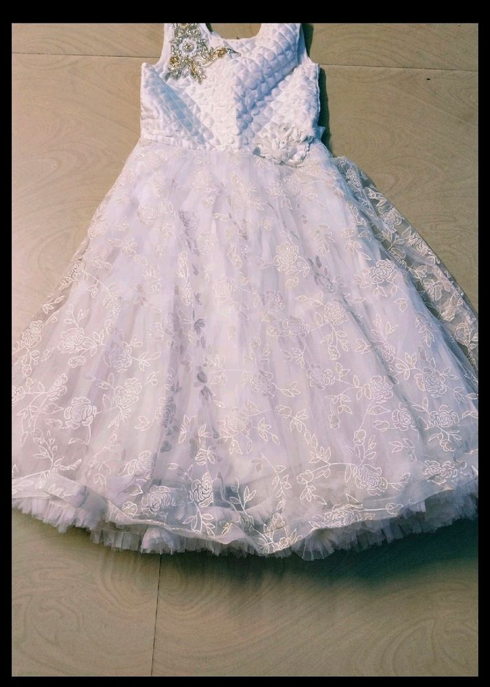 White Colour Girl Cinderella frock