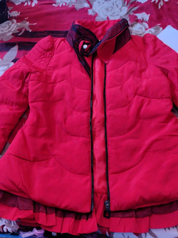 Red Beutiful Jacket With Designer Neck