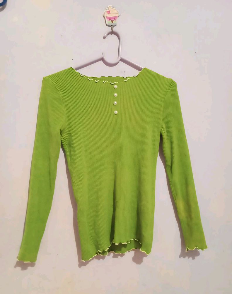 Forest green ruffled sweater