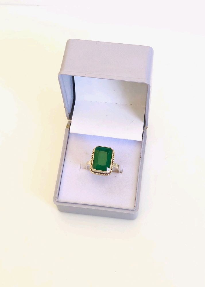 Green Diamond Ring Pure Silver