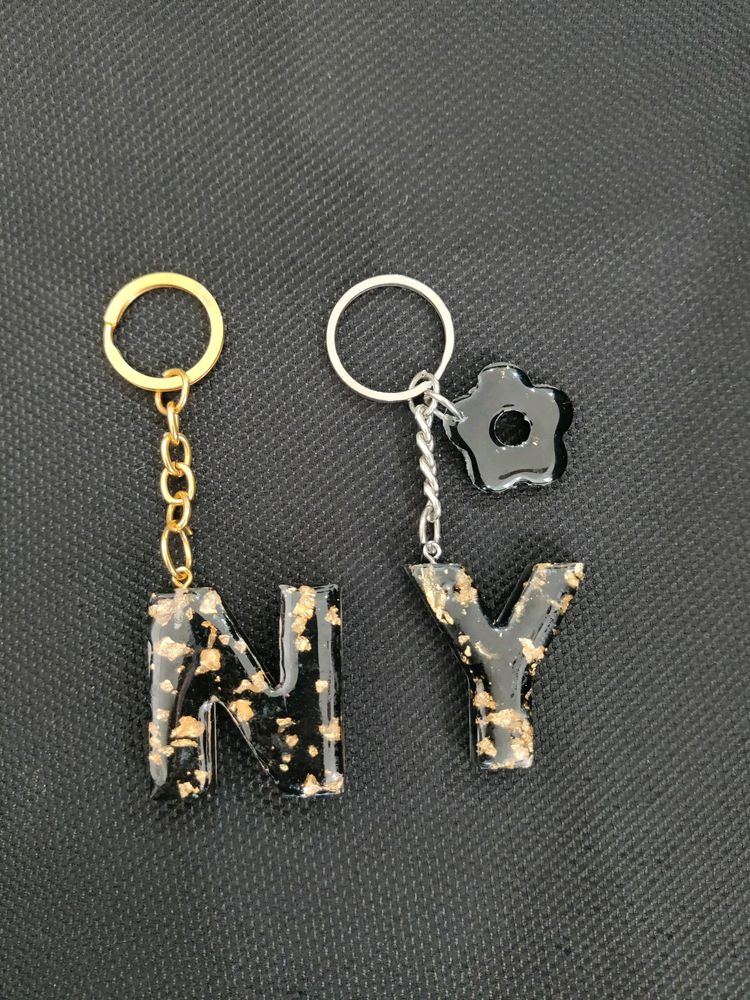 Black And Golden Glitter Keychain