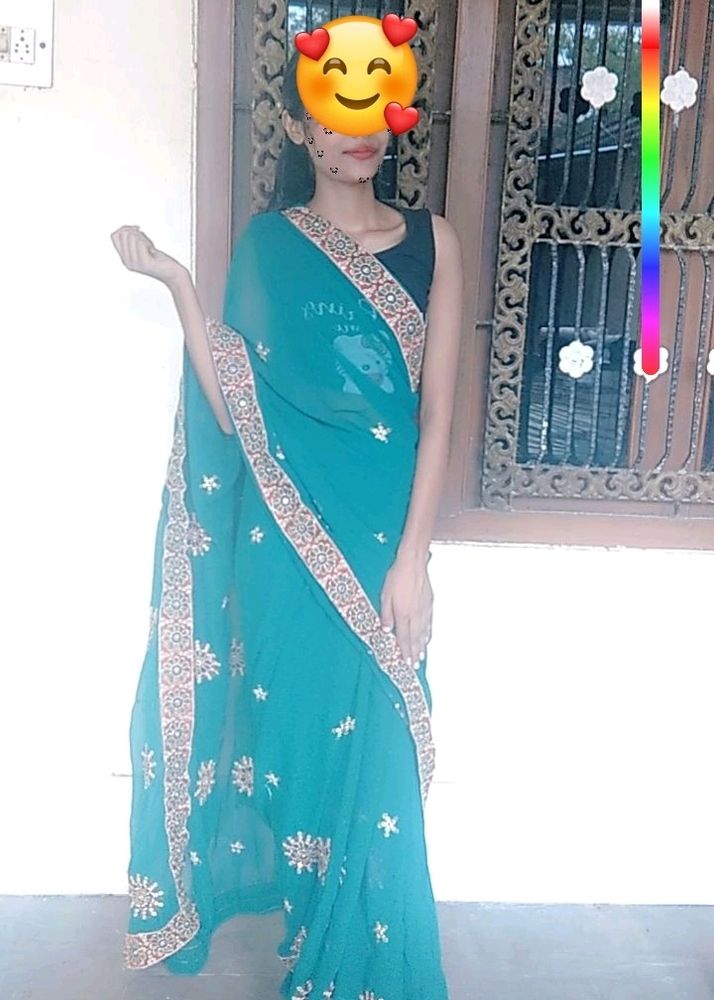 Once Time Used Only Saree In Mehndi Func