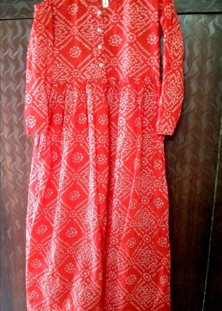 Anouk Red Bandhani A-line Kurti