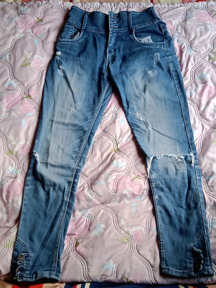 Blue Scratch Jeans