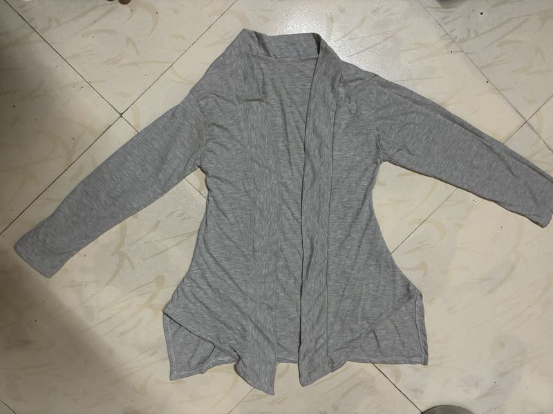 Grey Full Sleeve Jacket Top