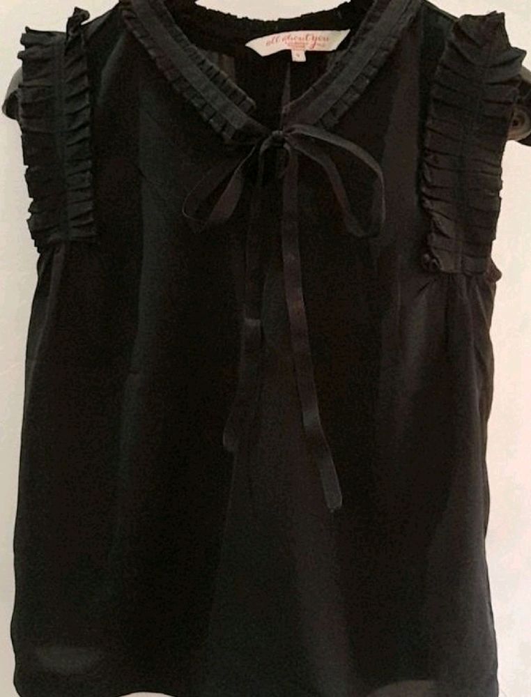 Women Black Bow Top