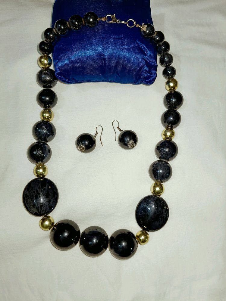 Black Beaded Aesthetic Set Of Jwellery