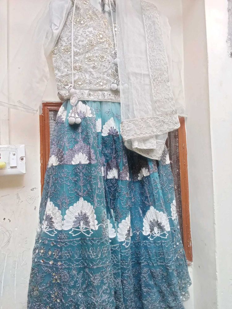 New Blue And Grey Lehenga