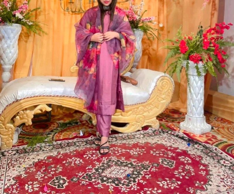 Purple Kurta Set with Beautiful Dupatta