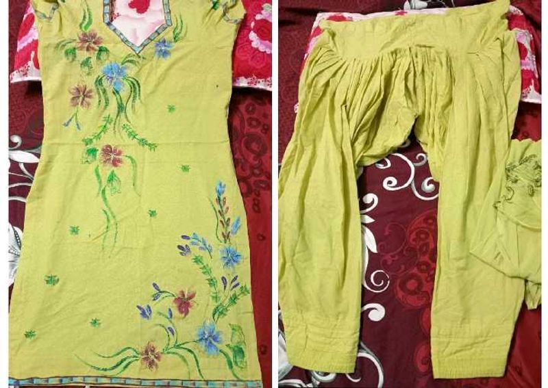 Hand Painted Cotton Salwar Suit