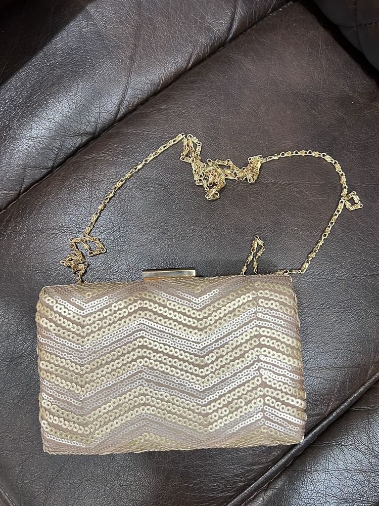 Gold Brown Clutch Bag