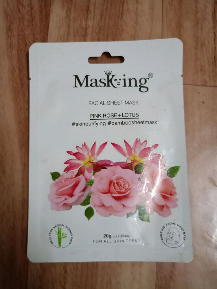 Masking Pink Rose + Lotus Sheetmask😍🤗